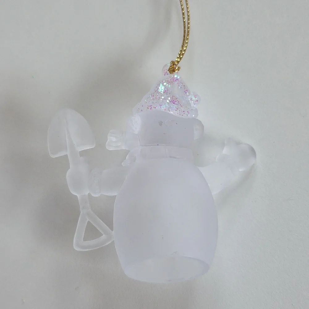 Frosted Snowman Ornament with Glitter Hat